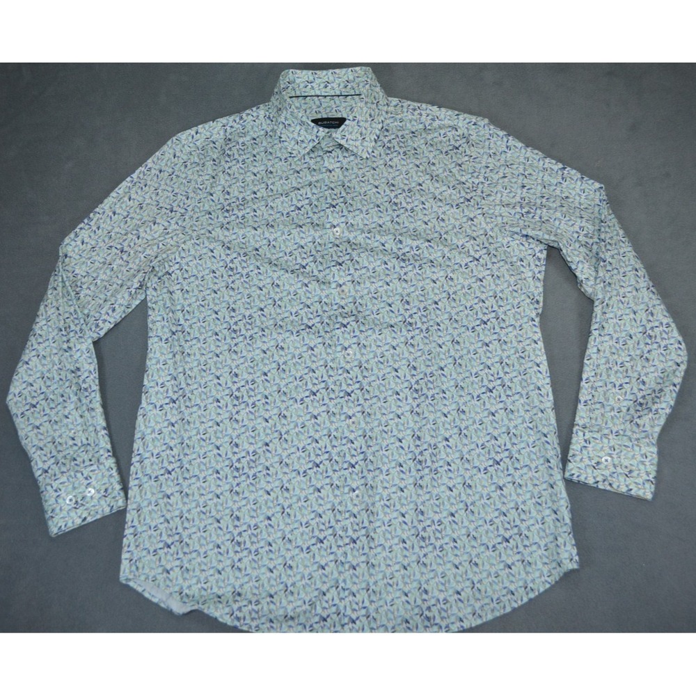Bugatchi Ooohcotton Tech 8 Way Stretch Shirt Men's Large Performance Geometric